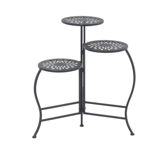 3-Tier Black Metal Traditional Plant Stand, , on-hover image number 1