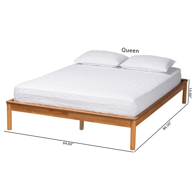 Efren Mid-Century Modern Honey Oak Finished Wood Full Size Bed Frame, , alternate image number null
