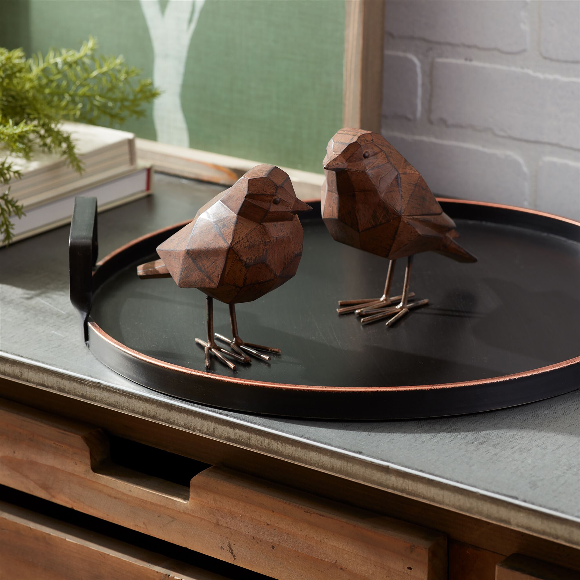 Modern Black and White Chicken Decor (Set of 2), BLACK/WHITE, alternate image number 1