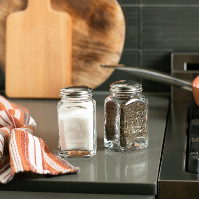 Retro Glass Salt & Pepper Set - Clear, , alternate image number null