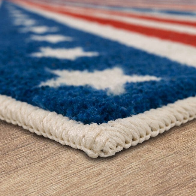 American Stripes Blue Kitchen Rug, , on-hover image number 1