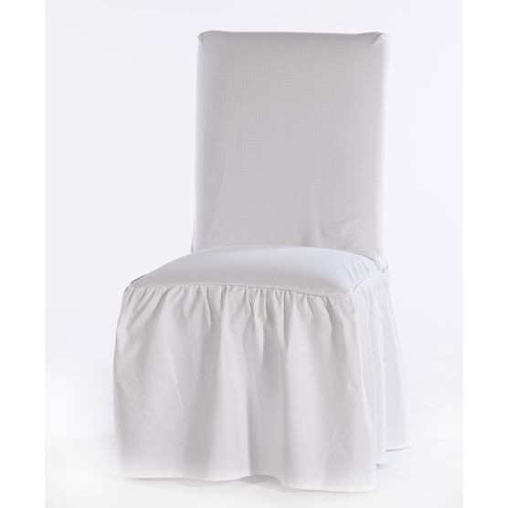 Ruffled Dining Chair Slipcover, WHITE, hi-res image number null