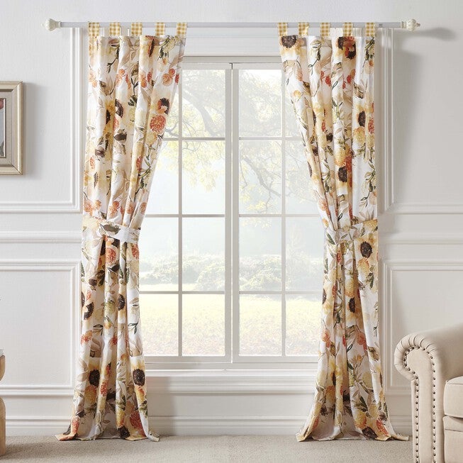 Somerset Ruffled Gingham Curtain Panels, Set Of 2 With Tiebacks, , on-hover image number null