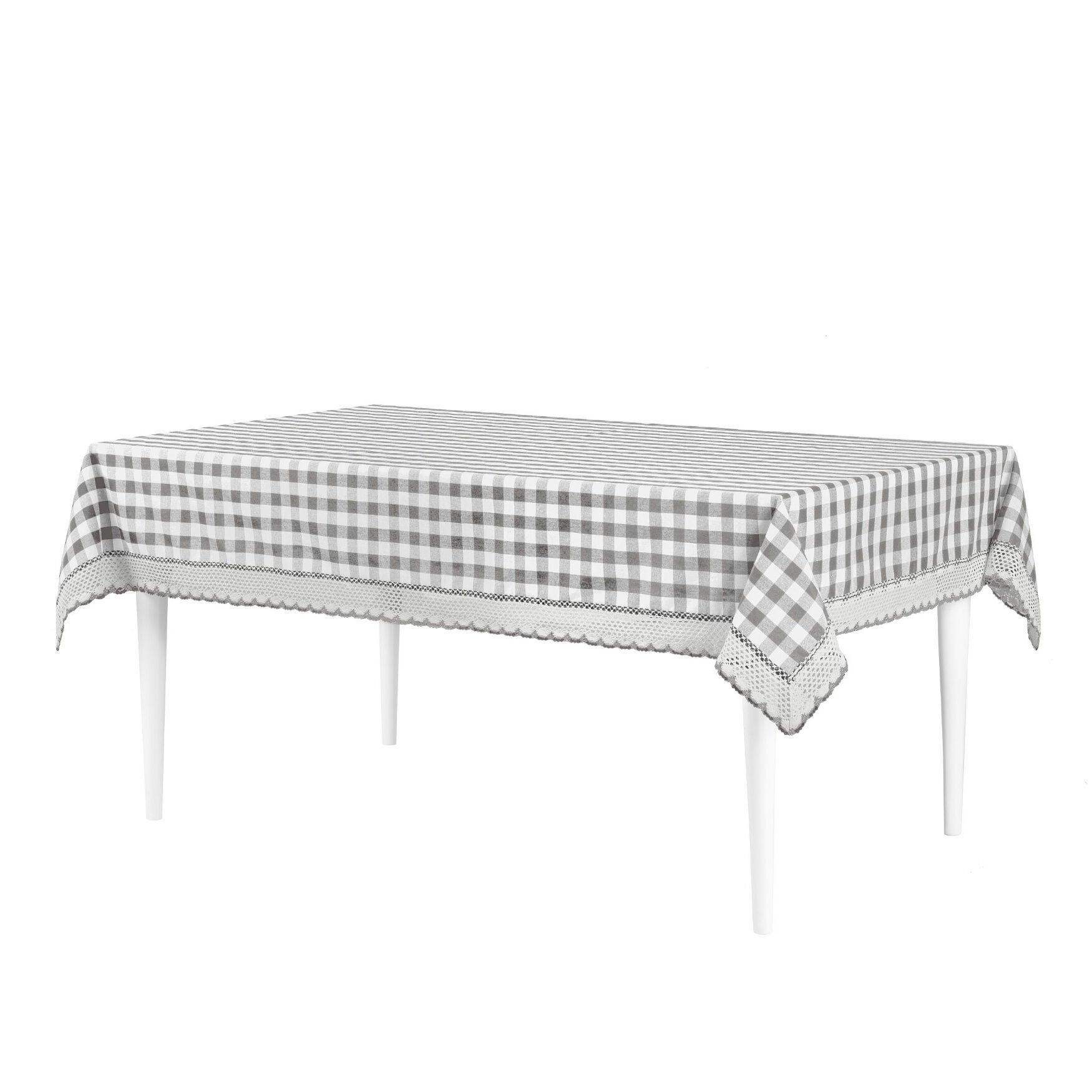 Buffalo Check Tablecloth - 60-in x 84-in, GREY, hi-res image number 0