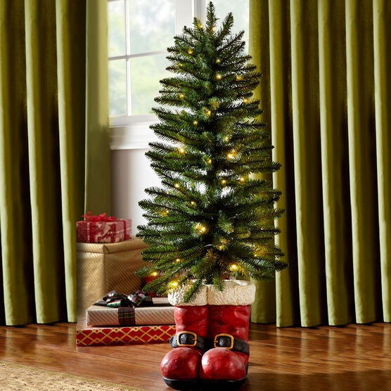 4' Santa Boots Tree, GREEN, hi-res image number null