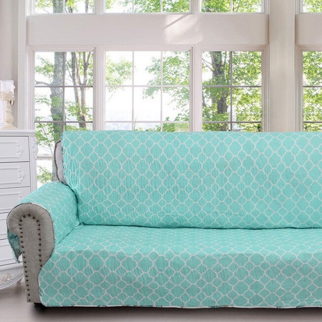 Cruz armchair furniture protector aqua lattice pattern for seat and back