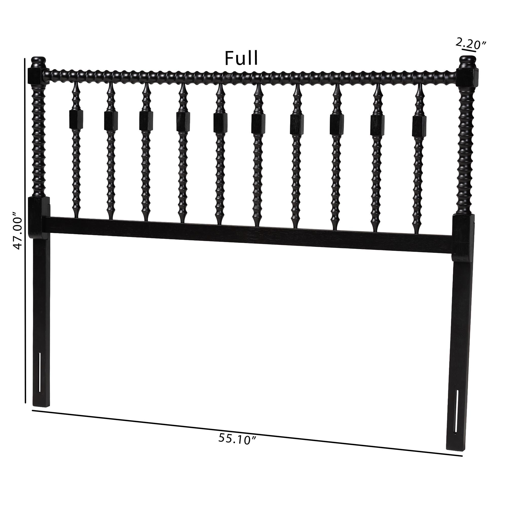Juliette Turned Spindle Headboard, BLACK, alternate image number 5