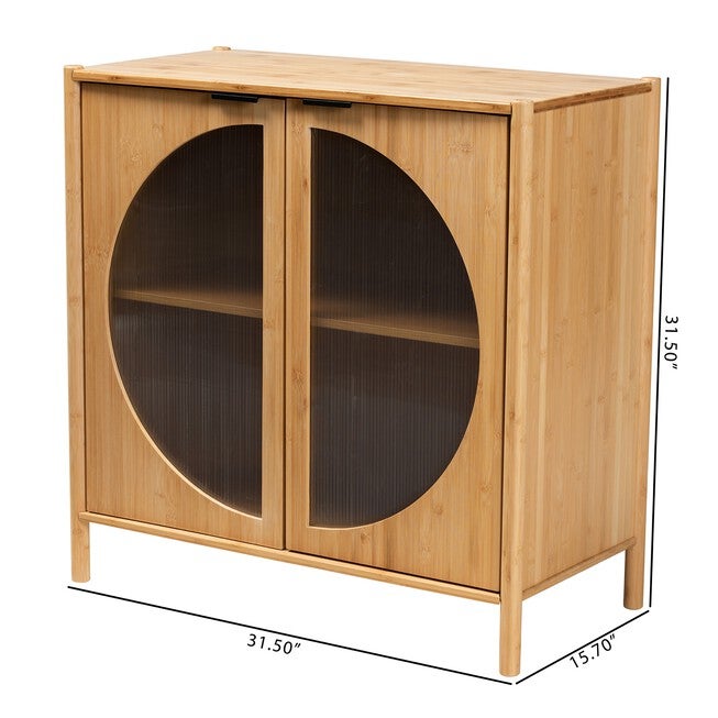 Naresh Mid-Century Modern Transitional Natural Brown Bamboo Wood 2-Door Storage Cabinet, , alternate image number 9