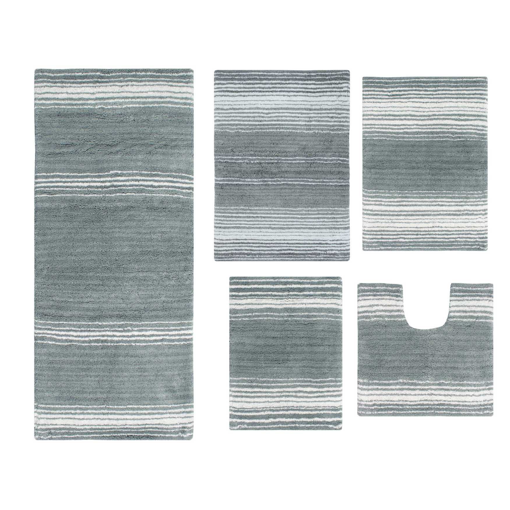 Gradiation 5 Piece Set Bath Rug Collection, GREY, hi-res image number 0