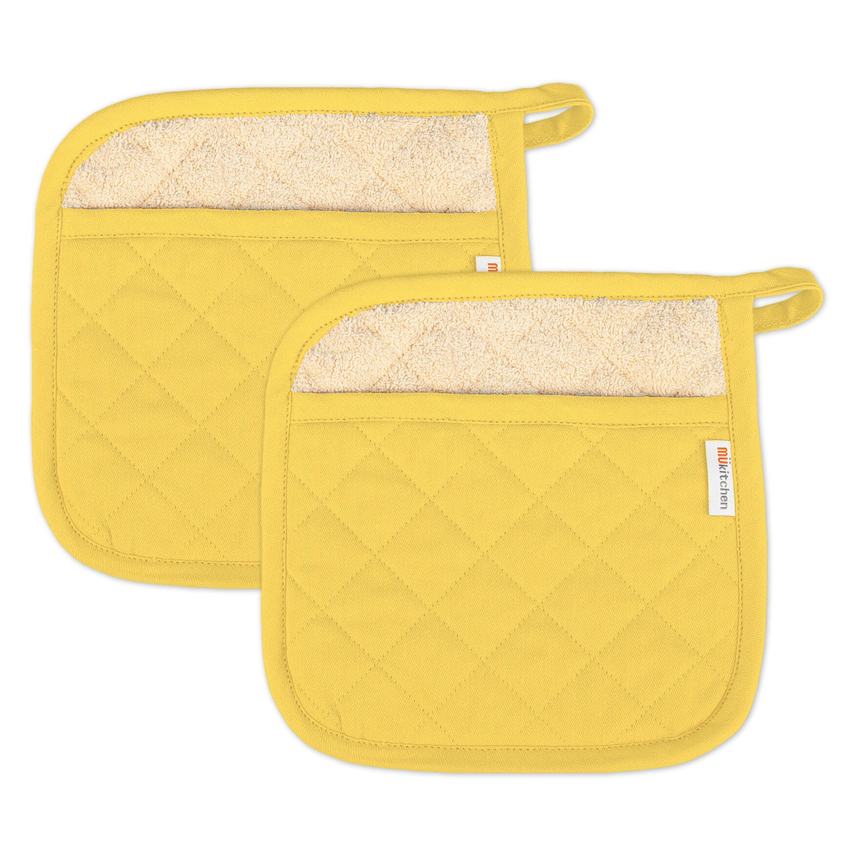 Solid Twill Potholder, Set 2, YELLOW, hi-res image number 0