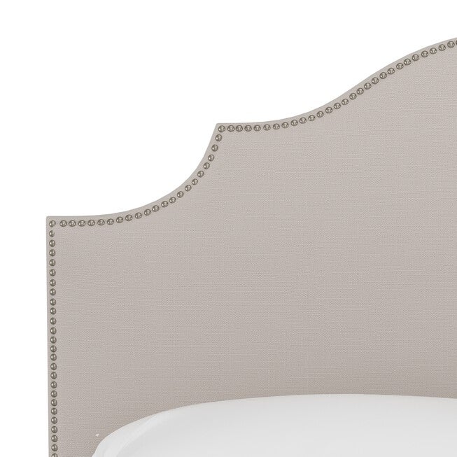 Linen Nail Button Notched Headboard, , alternate image number 3