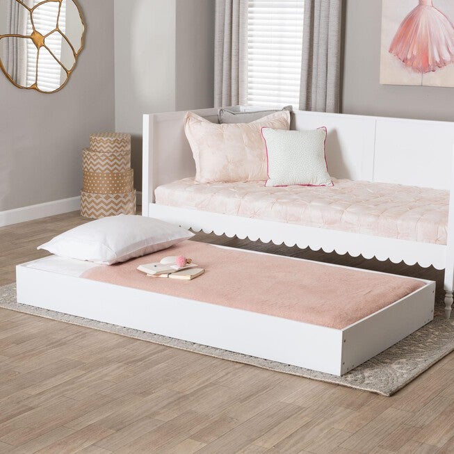 Baxton Studio Roni Modern White Wood Twin Trundle, WHITE, alternate image number 5