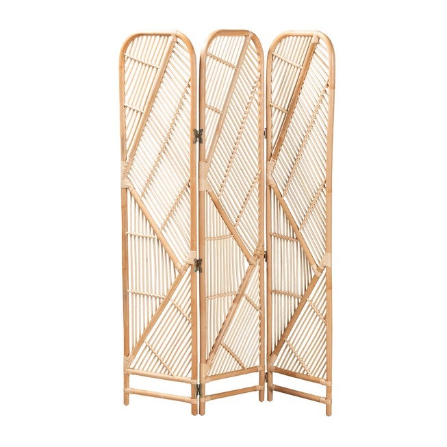 Firenze Modern Bohemian Natural Brown Rattan Room Divider, NATURAL BROWN RATTAN, hi-res image number 0