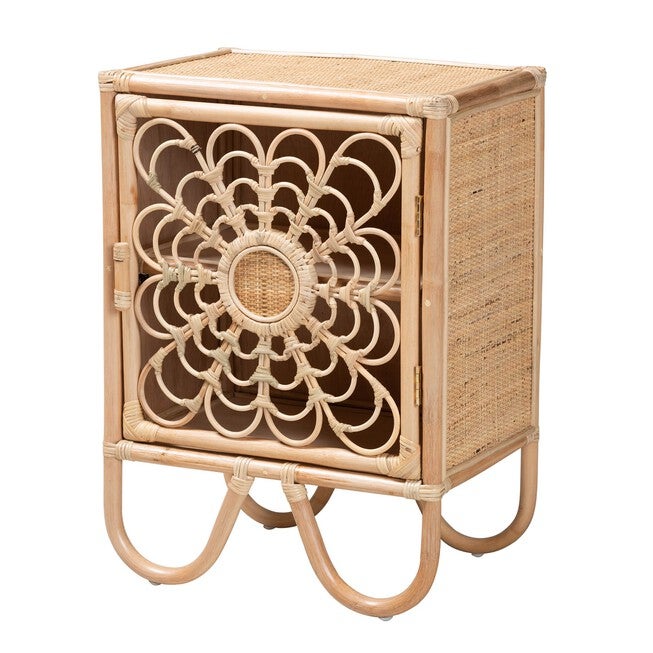 Acelin Modern Bohemian Natural Brown Rattan Nightstand, NATURAL BROWN, hi-res image number 0