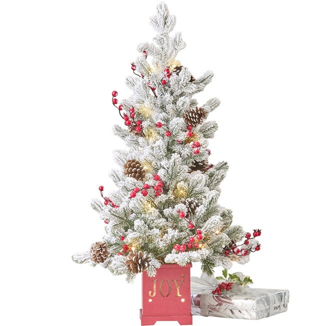 30 inches Pre-Lit Joy Flocked Berry Tree, MULTI, hi-res image number null