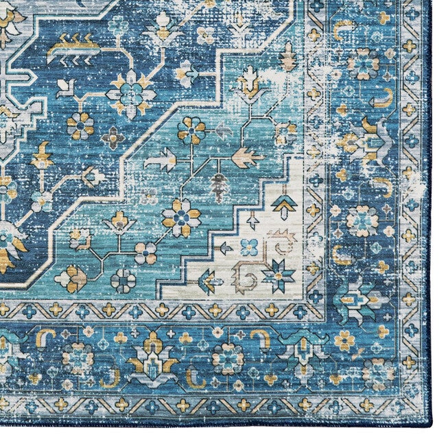 Washable Sariah Teal/Ivory Rug, , alternate image number null