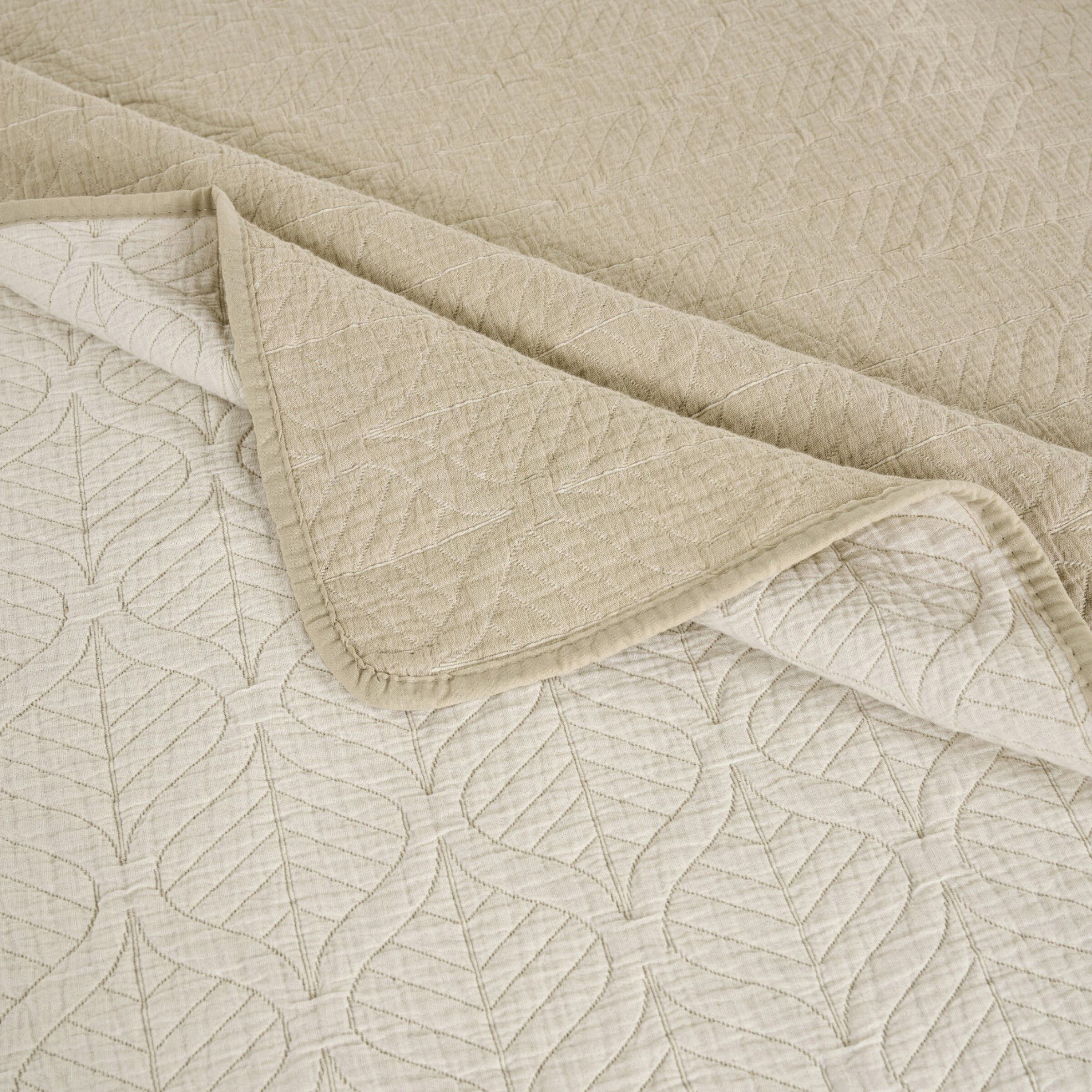 Harper 100% Cotton Leaf Cool Sleep Coverlet Set, TAUPE, alternate image number 3