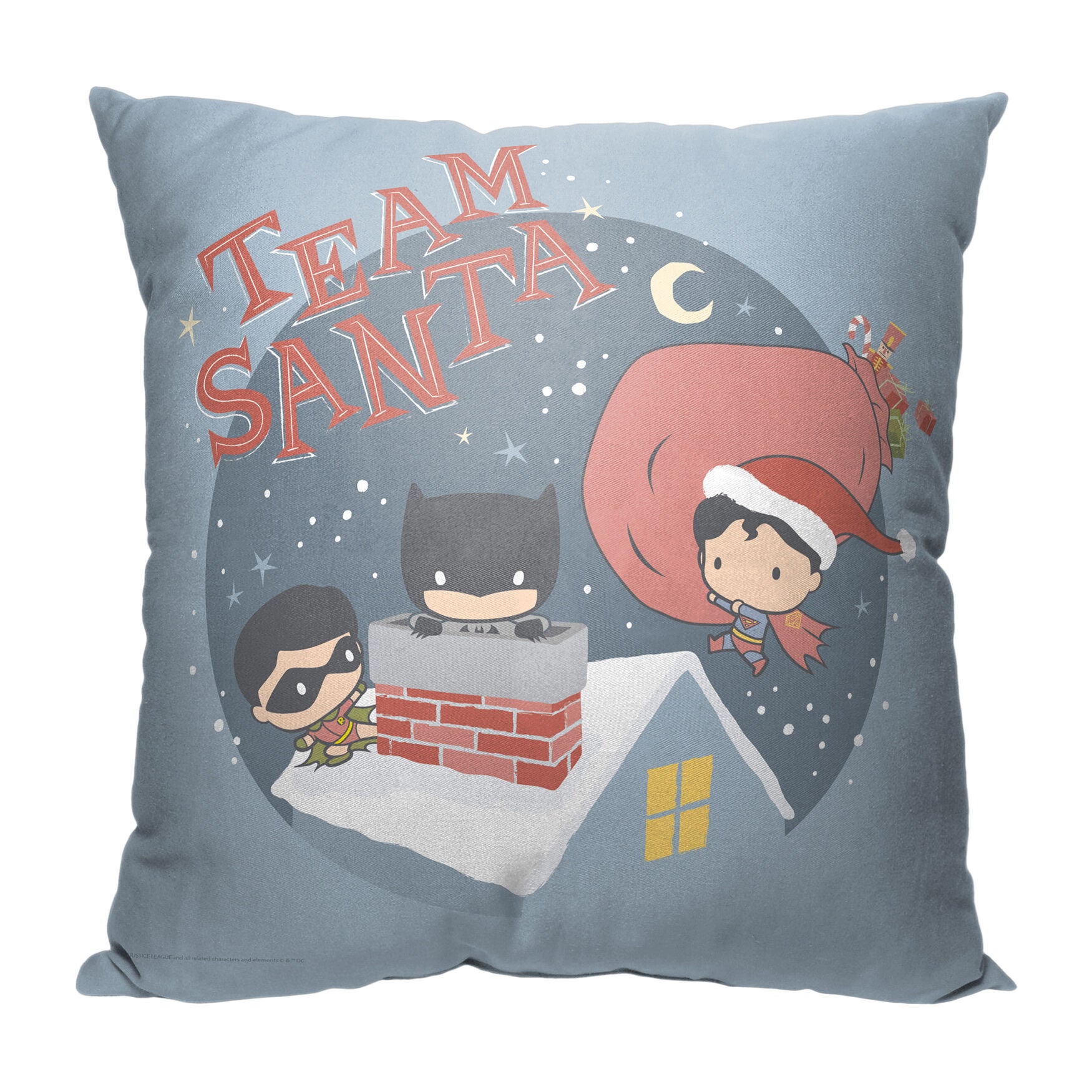 Wb Dc Justice League Team Santa Printed Throw Pillow, O, hi-res image number 0