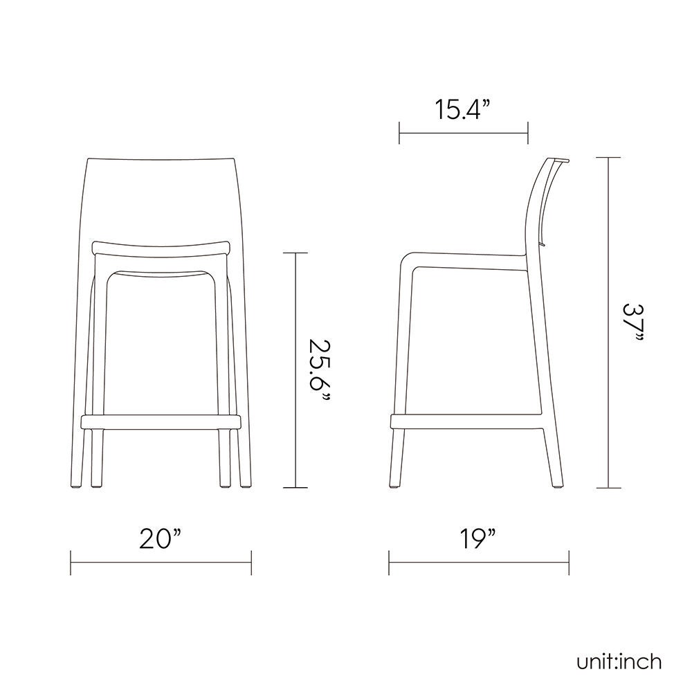 SET OF 2 SENSILLA OUTDOOR STACKABLE COUNTER STOOLS, ORANGE, alternate image number 4