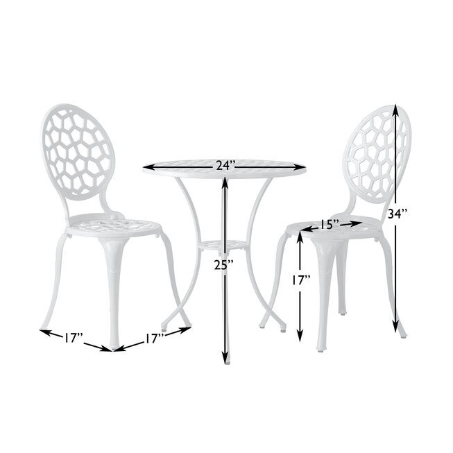 Vashon Aluminum 3-piece Bistro Set in White, , alternate image number null