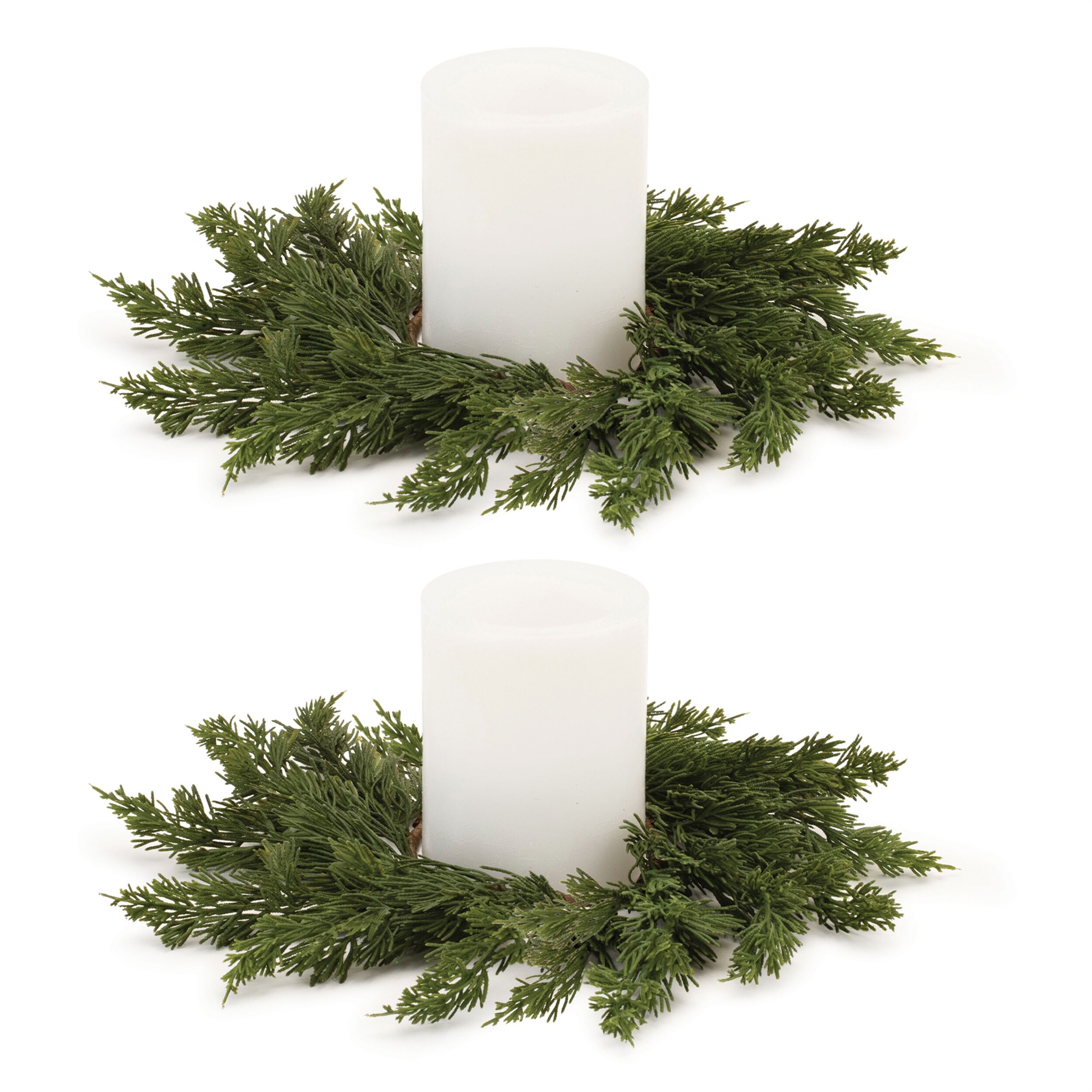 Pine Candle Ring (Set of 2), GREEN, alternate image number 3