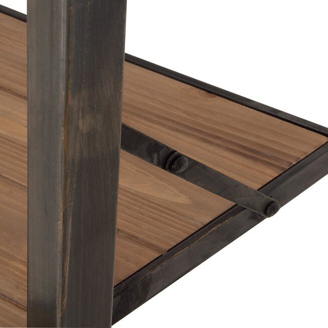 Dark Brown Wood Industrial Shelving Unit, 77 inches x 20 inches x 14 inches, , alternate image number null