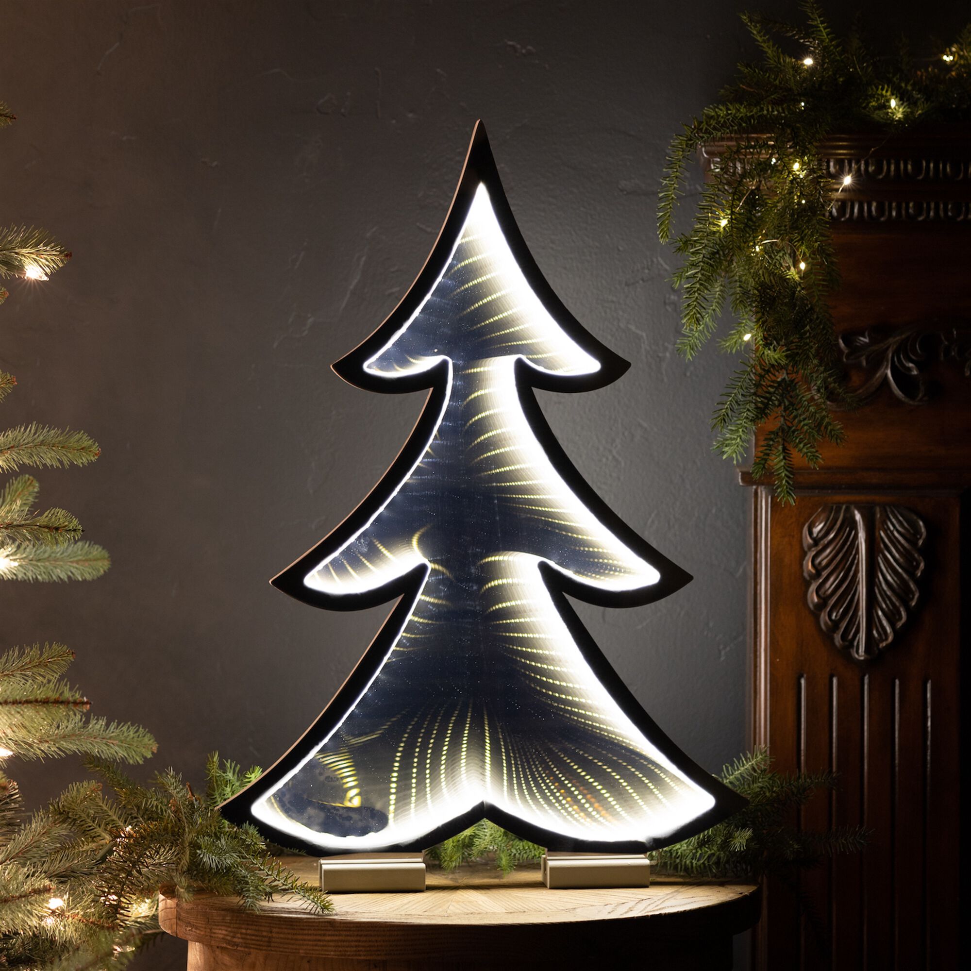 Pine Tree Outline Ekko Light Display 24.5 inchesH, WHITE, alternate image number 1