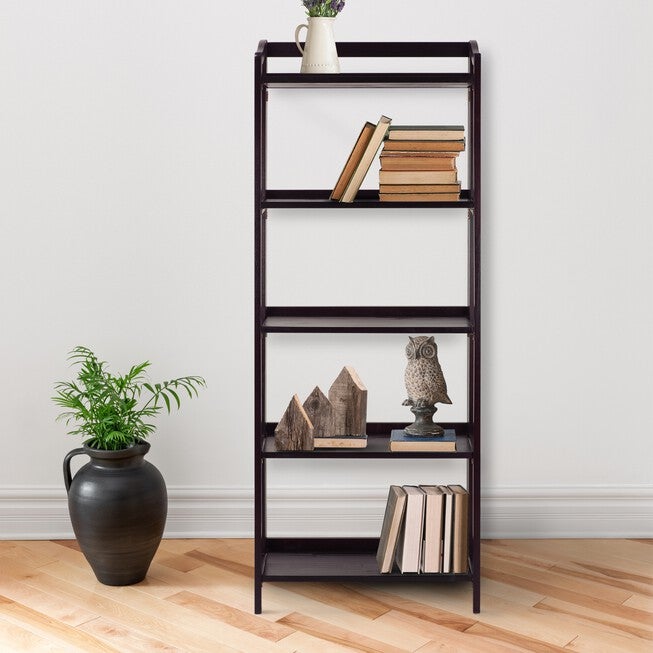 Stratford 5-Shelf Folding Bookcase-Espresso, , alternate image number null
