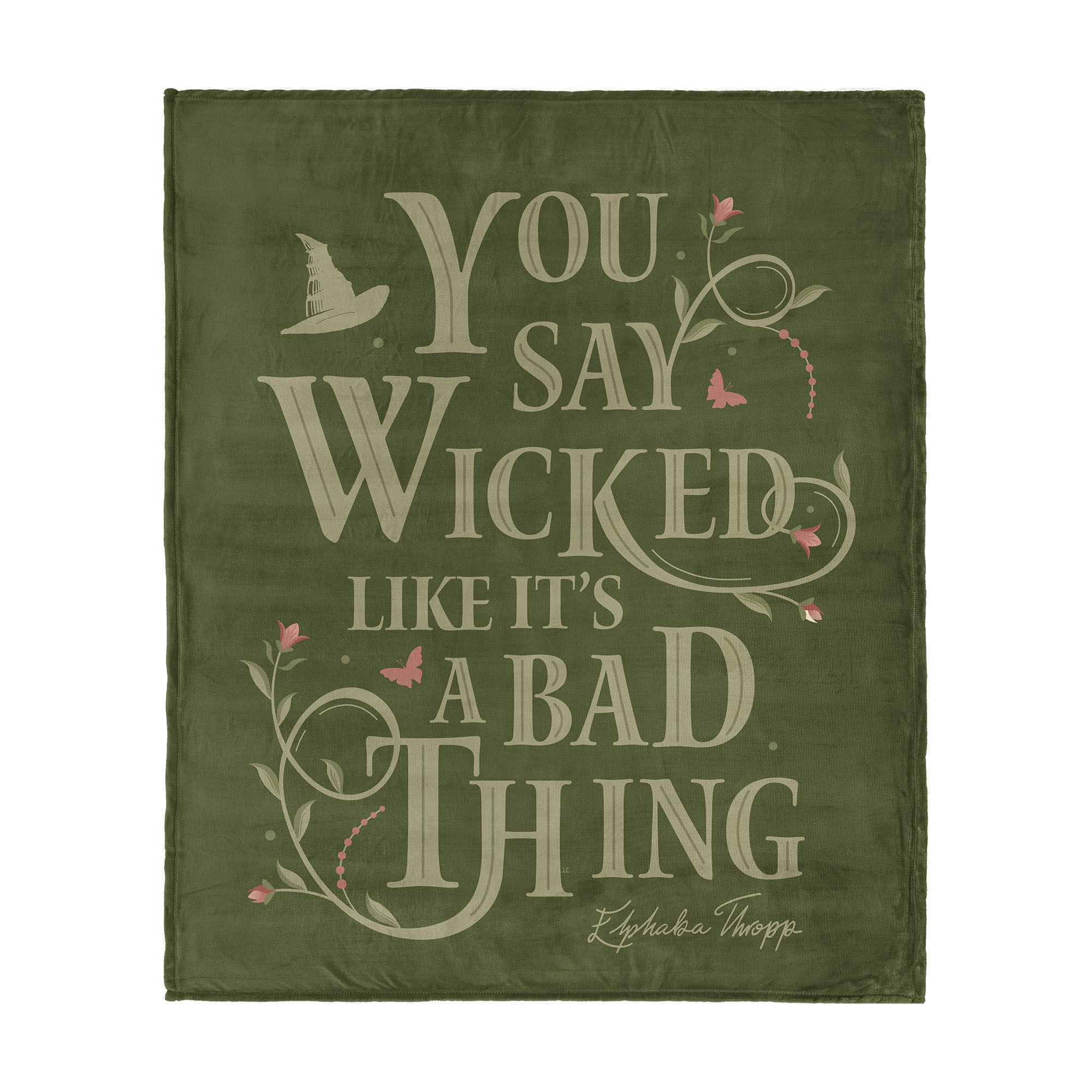 Wicked Say Wicked Silk Touch Throw Blanket 60x80 inches, GREEN, hi-res image number 0