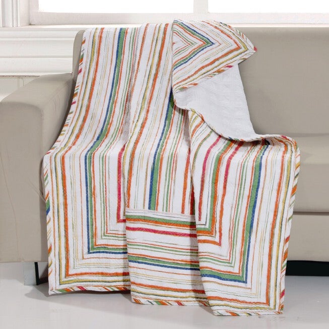 Sunset Stripe Quilted Throw Blanket, MULTI, hi-res image number 0