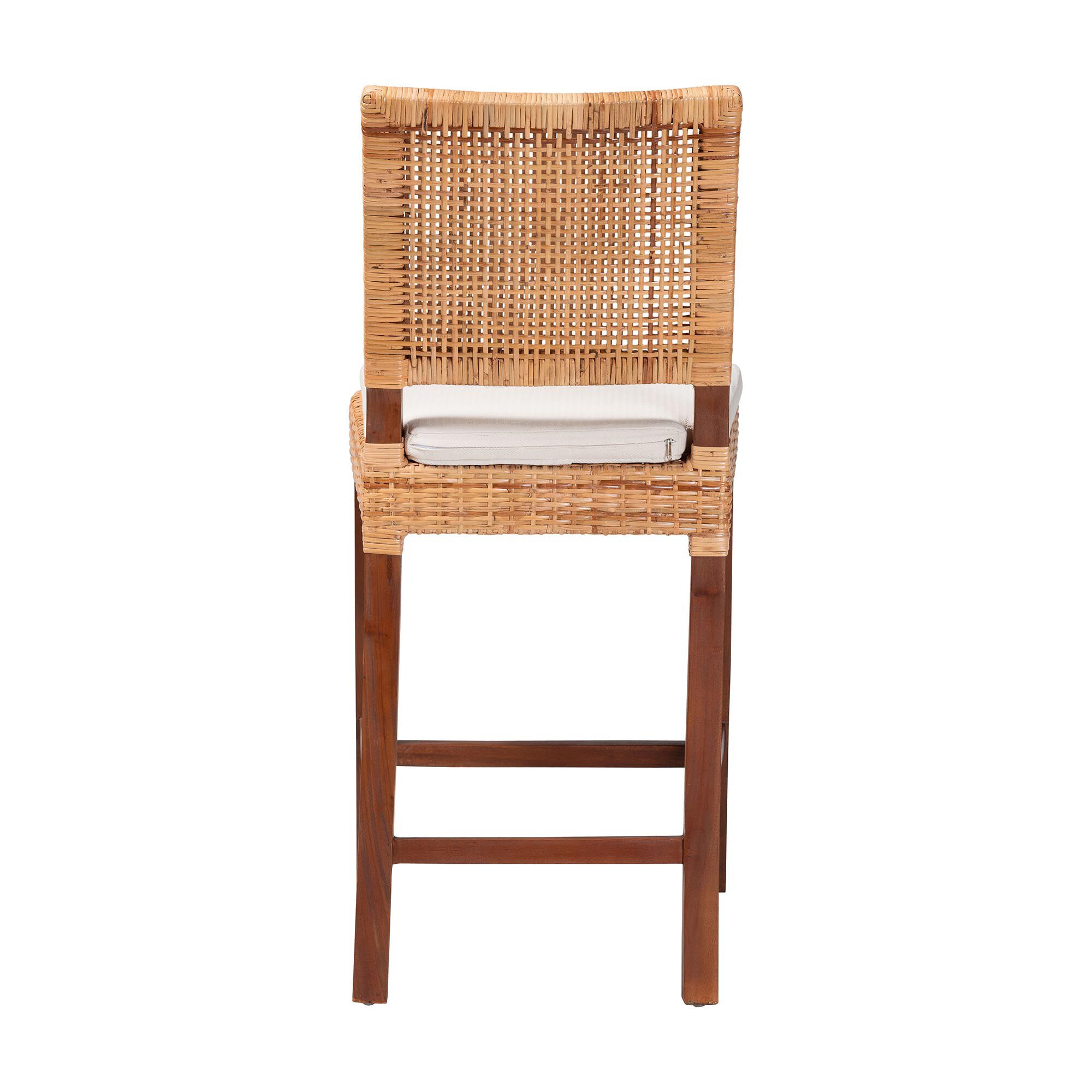 Lesia Natural Rattan Counter Stool with Cushion, BROWN, alternate image number 4