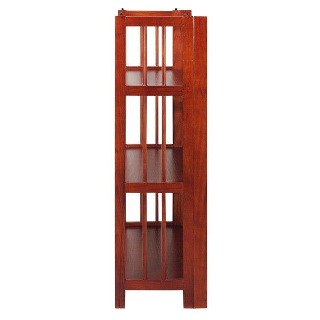 3-Shelf Folding Stackable Bookcase 27.5 inches Wide-Mahogany, , on-hover image number null