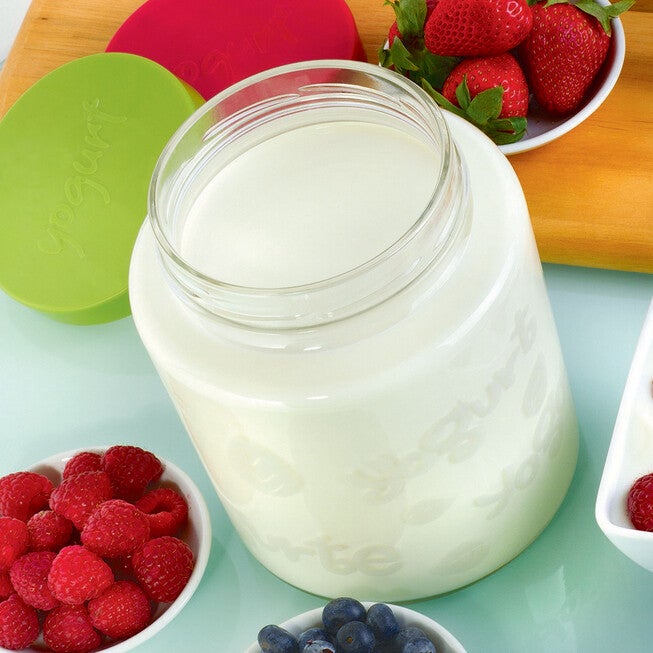 64 Oz Glass Jar with lid for Euro Cuisine YM260 - YM360 - YM460 Yogurt and Greek Yogurt Maker, CLEAR, hi-res image number 0