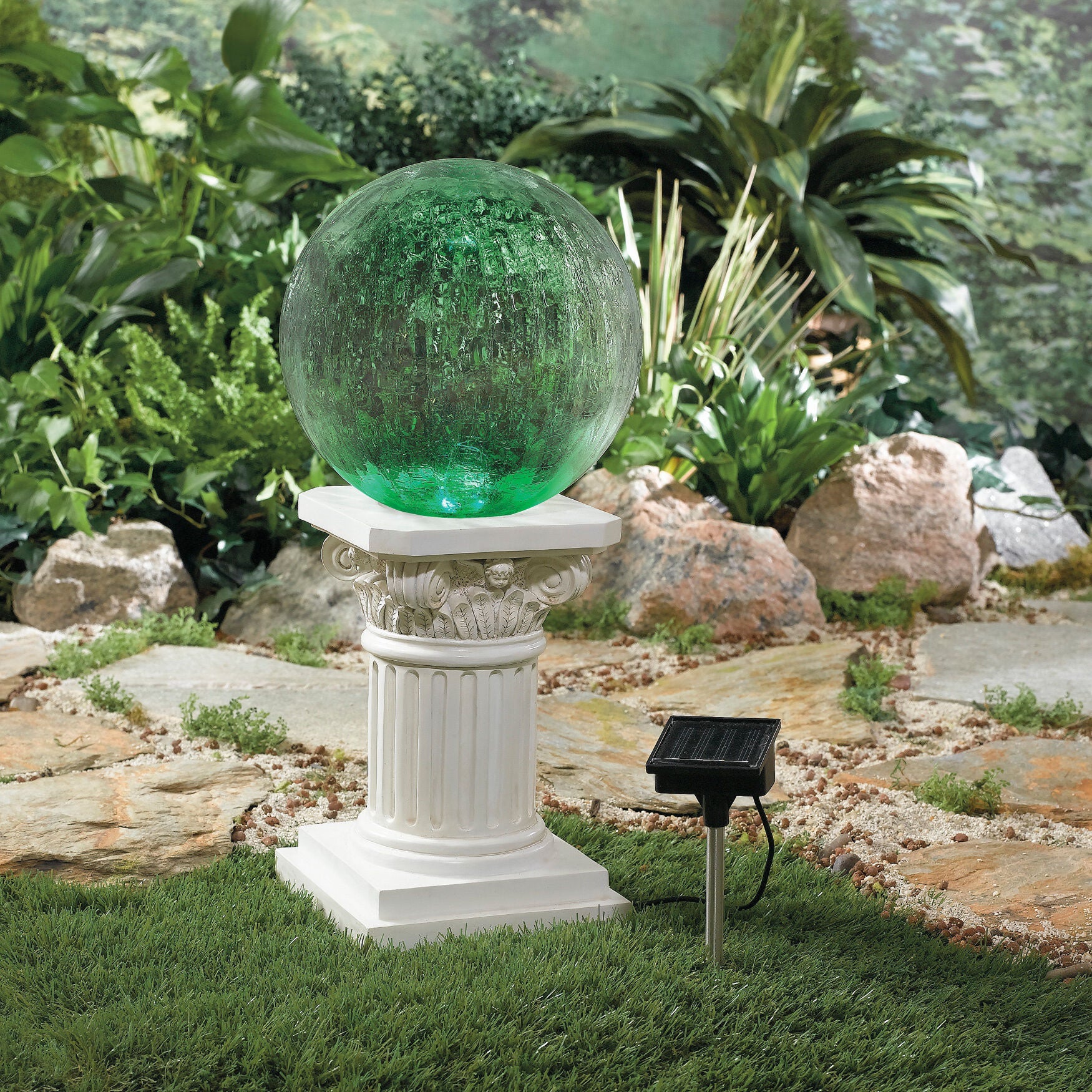 Color-Changing Crackle Glass Ball on Column, , alternate image number 2