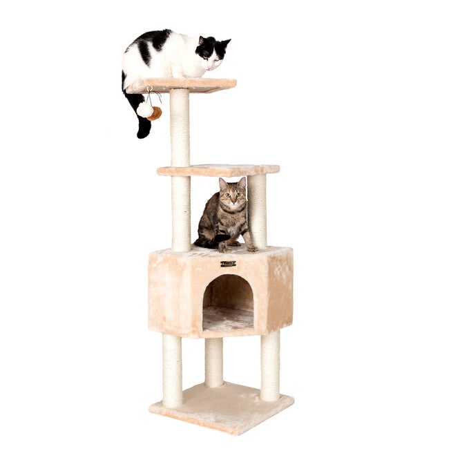 3 Levels Real Wood 48 inches Cat Tower For Kittens Play, , alternate image number null