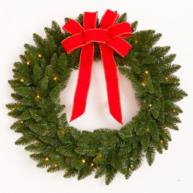 24 inches Pre-Lit Canadian Pine Arrow Tip Wreath, LIGHTS, hi-res image number null