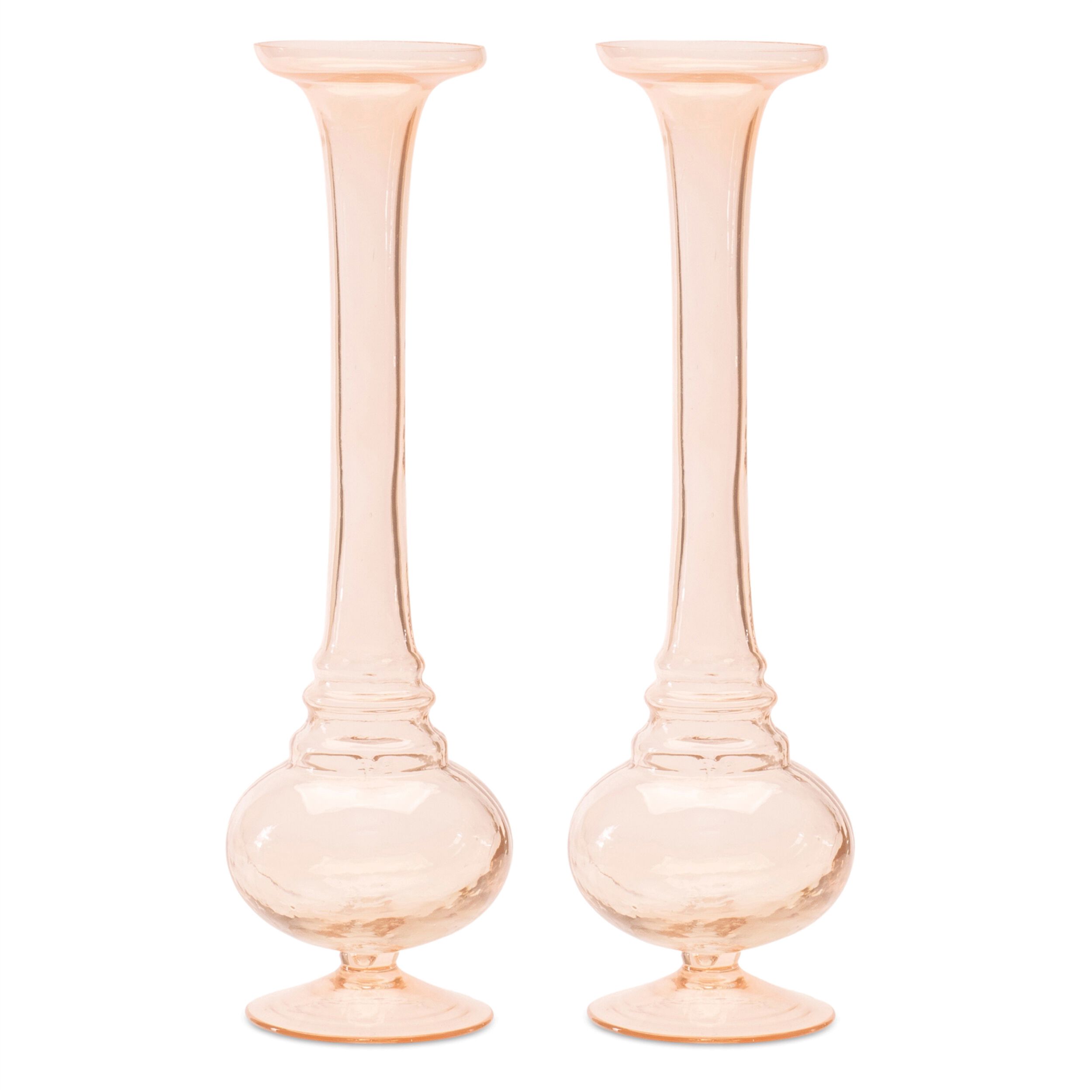 Pink Glass Stem Vase (Set of 2), PINK, hi-res image number 0