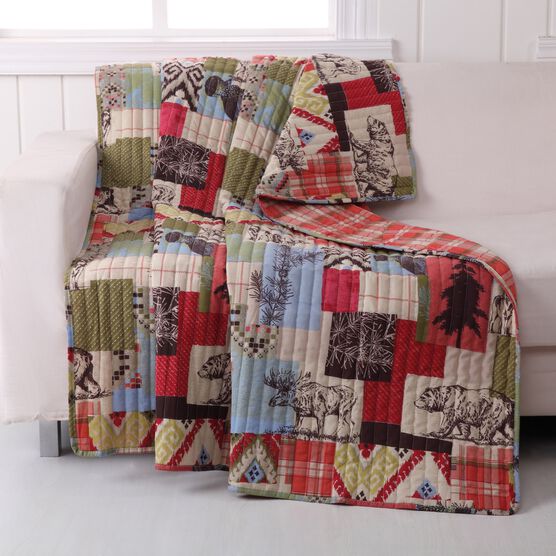 Rustic Lodge Quilted Throw Blanket, MULTI, hi-res image number null