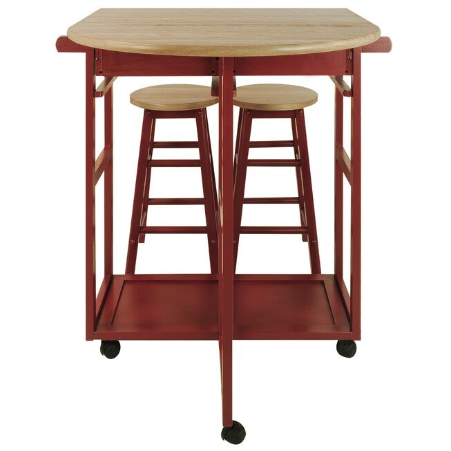 Breakfast Cart with Drop-Leaf Table-Red, , alternate image number 3
