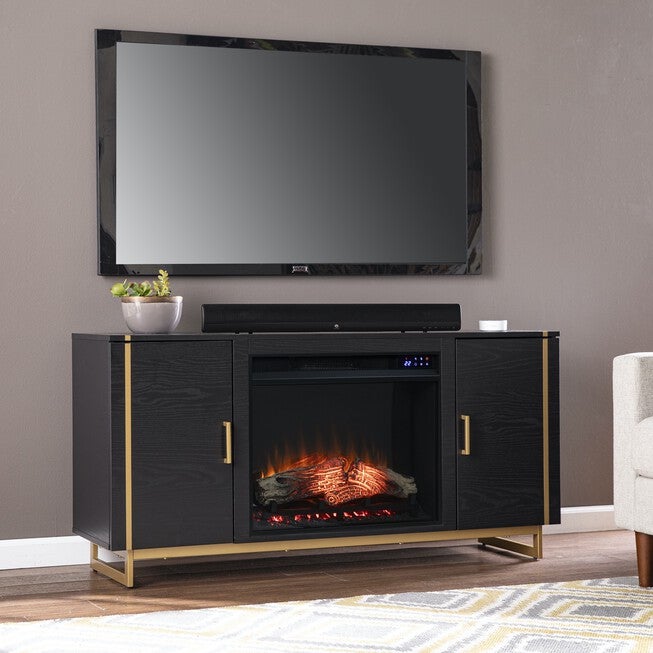 Biddenham Electric Fireplace Console Media Storage, BLACK, hi-res image number null