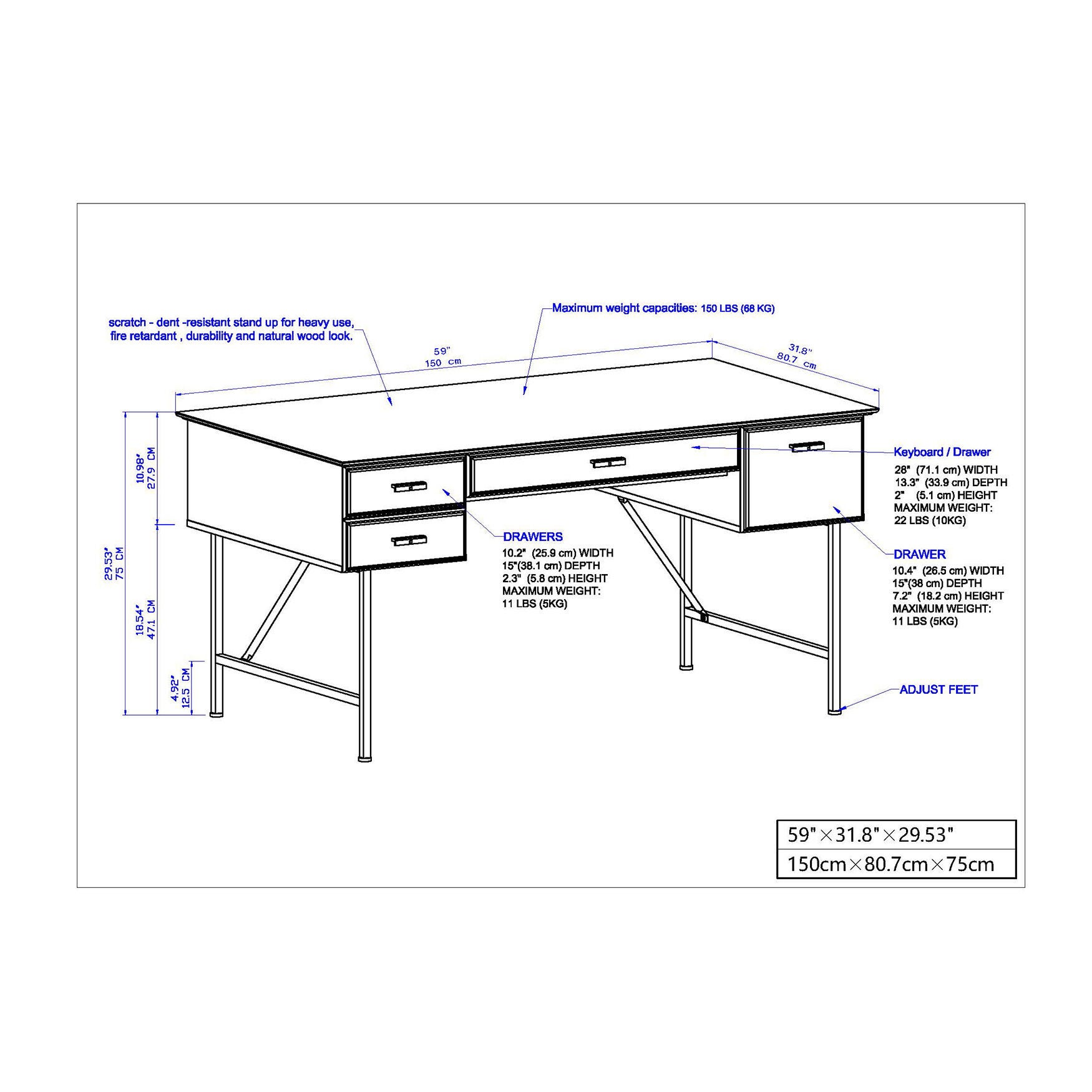 Saint Birch Elma Writing Desk, Washed Gray Writing Desk, , alternate image number 8