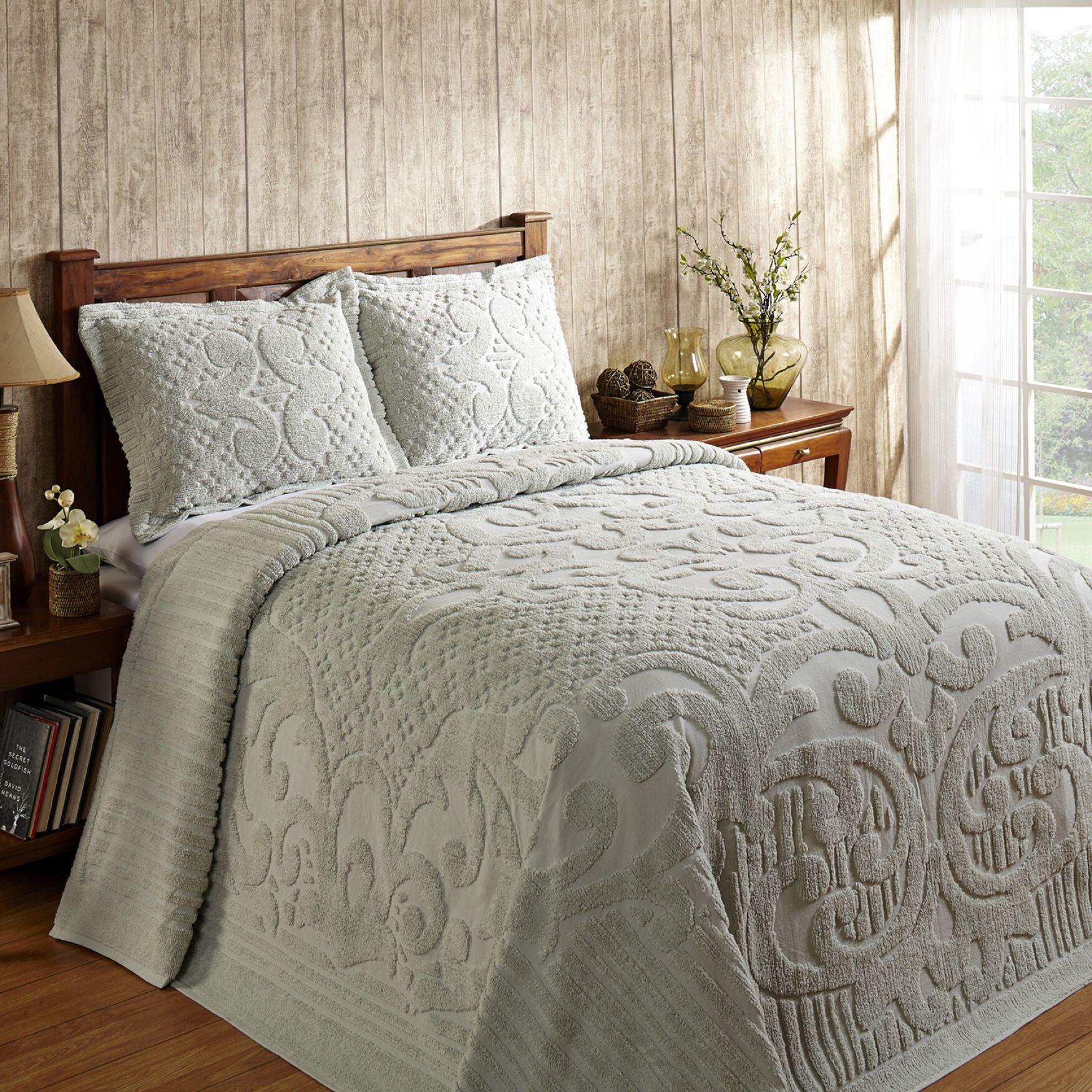 Ashton Collection Tufted Chenille Bedspread , SAGE, hi-res image number 0