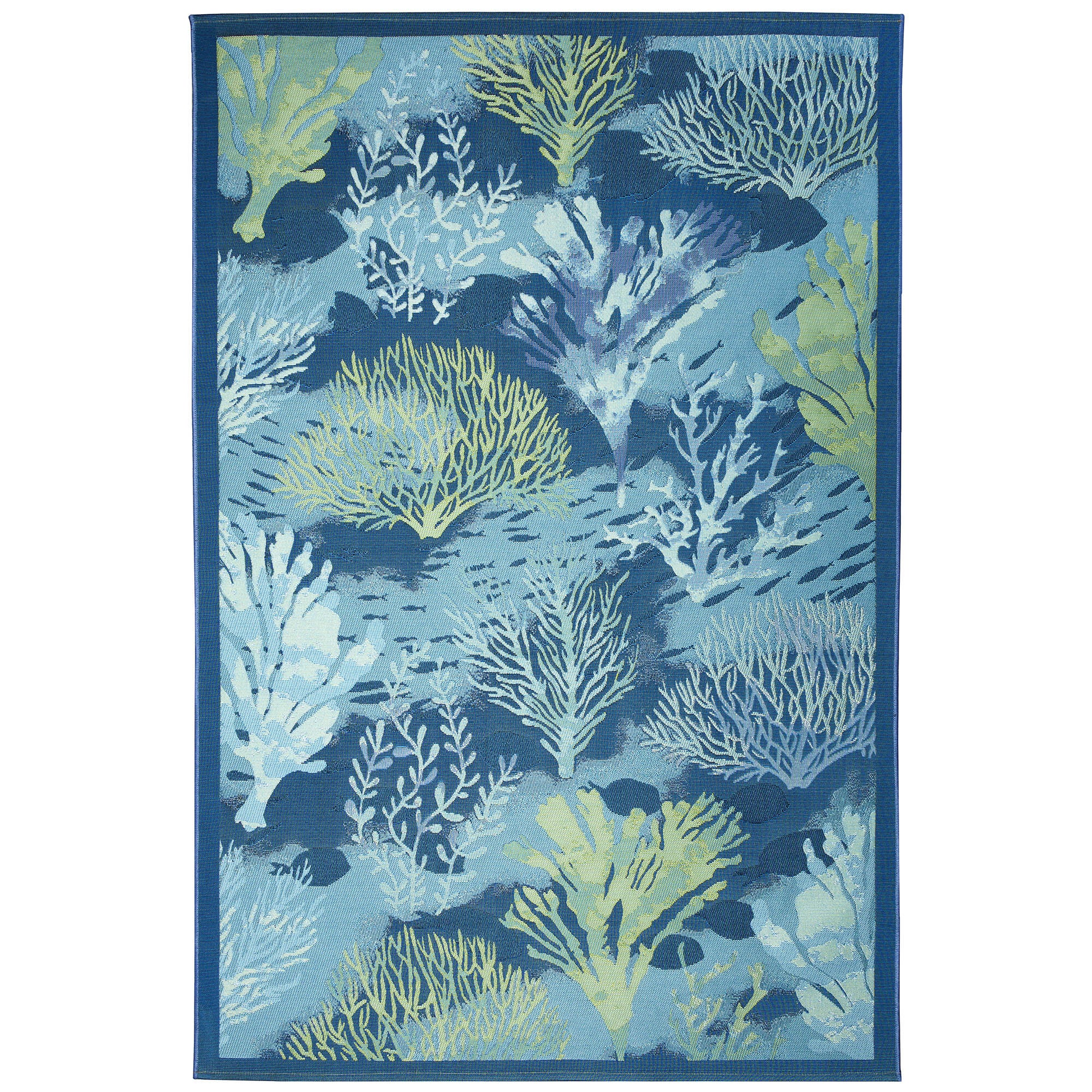 Liora Manne Marina Coral Garden Indoor/Outdoor Area Rug Lapis 3 feet 3 inches x 4 feet 11 inches, NAVY, hi-res image number 0