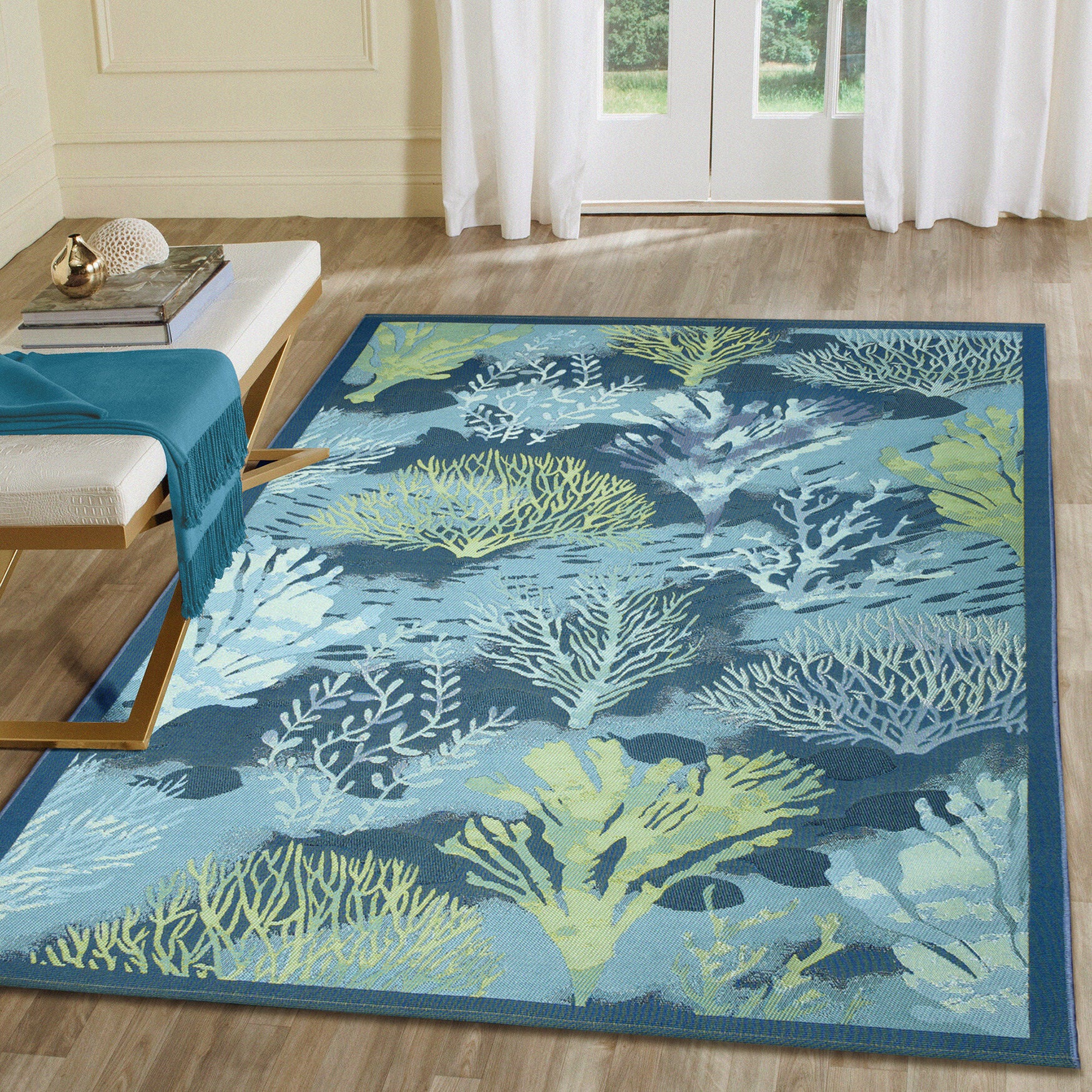 Liora Manne Marina Coral Garden Indoor/Outdoor Area Rug Lapis 3 feet 3 inches x 4 feet 11 inches, , alternate image number 9