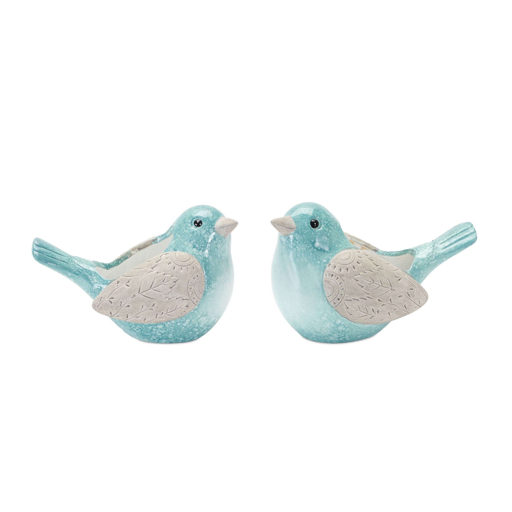 Whimsical Terra Cotta Garden Bird Planter (Set of 2), BLUE, hi-res image number 0