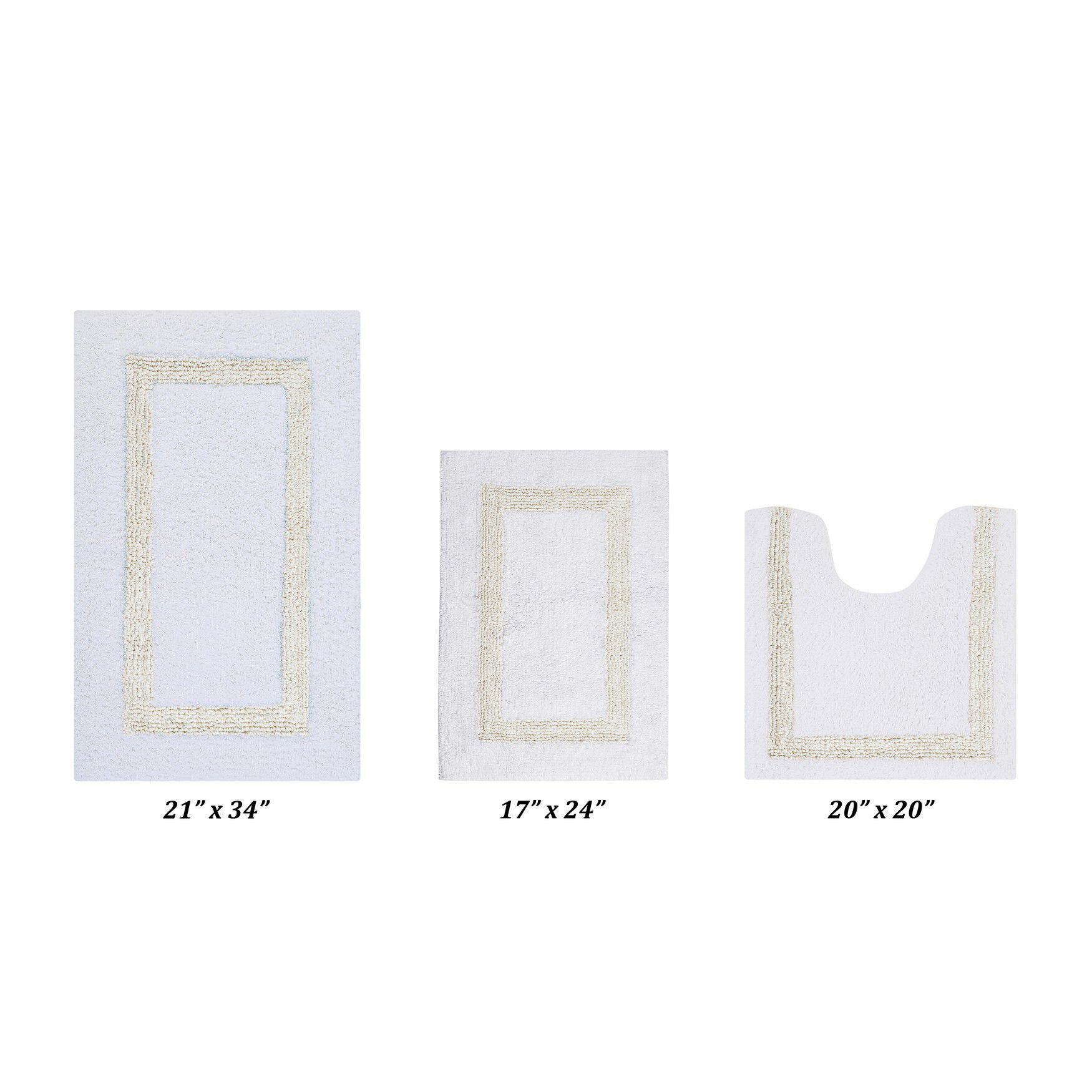 Hotel Collectionis Bath Mat Rug 3 Piece Set (17 inches x 24 inches | 20 inches x 20 inches | 21 inches x 34 inches), WHITE IVORY, hi-res image number 0