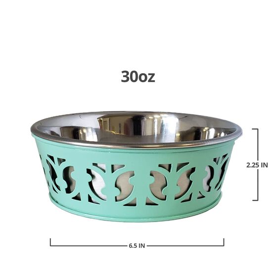 Stainless Steel Country Farmhouse Dog Bowl Mint Green 16 oz, , alternate image number null