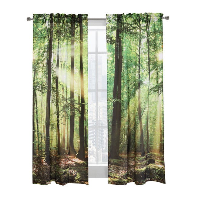 Photo Real Forest Light Filtering Pole Top Curtain Panel Pair, , on-hover image number 1