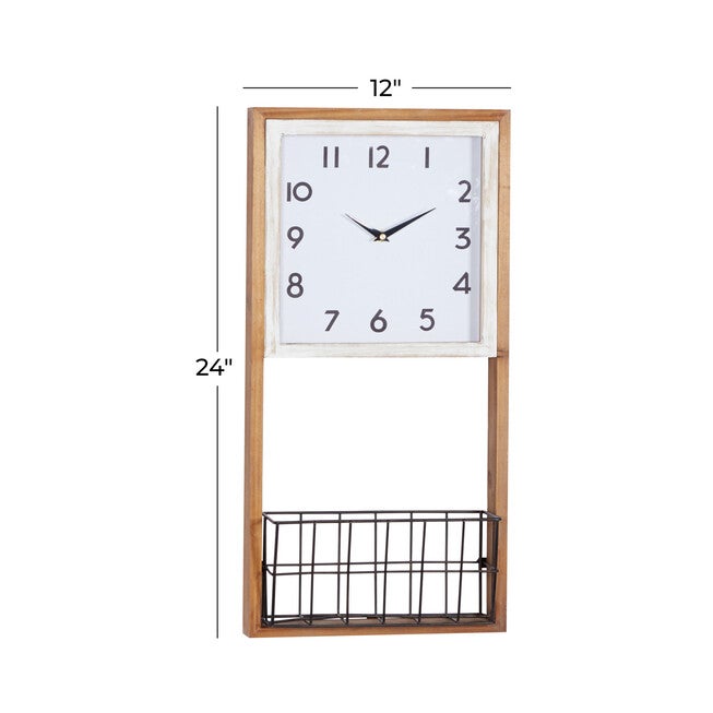Brown Wood Farmhouse Wall Clock, , alternate image number 6