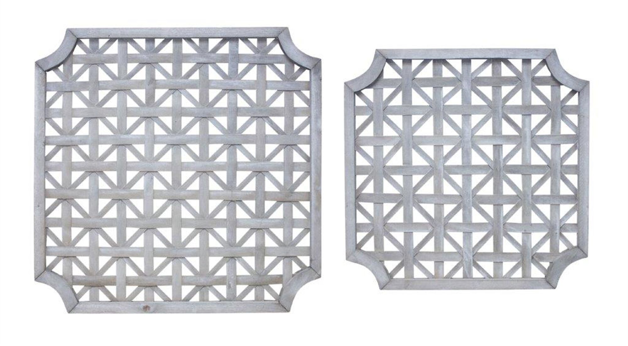 Wall Hanging (Set of 2) 23.25 inchesSQ, 27.25 inchesSQ Wood, GREY WHITE, hi-res image number 0